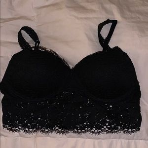 Black eyelash lace bralette